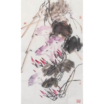 韩青  中国美协会员  国画花鸟作品 98×50