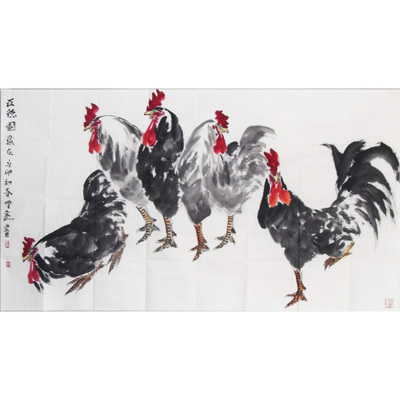 张增丽 中国美协会员 国画花鸟作品 69×138