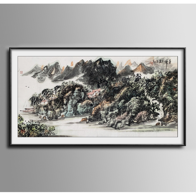 胡文轩 中国美协会员 国画山水作品 69×138